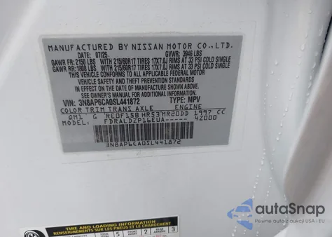 2025 Nissan Kicks Sv Fwd z USA, uszkodzony, nr VIN 3N8AP6CA0SL441872